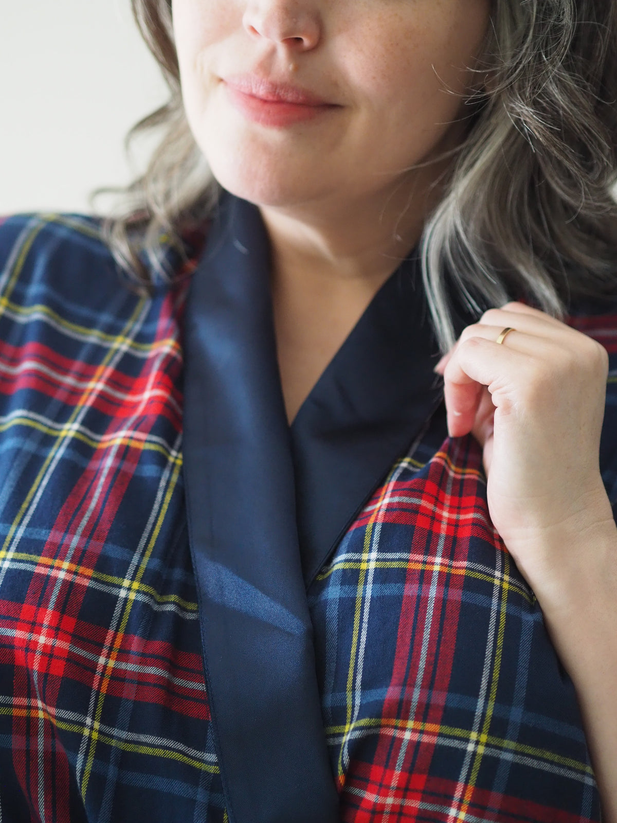 Anne Long Robe in woven tartan - Hank & Hera sleepwear, inclusive sizes XS–4XL