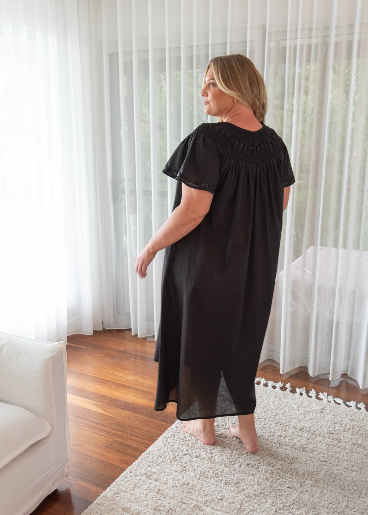Harriet black cotton nightgown by Hank & Hera