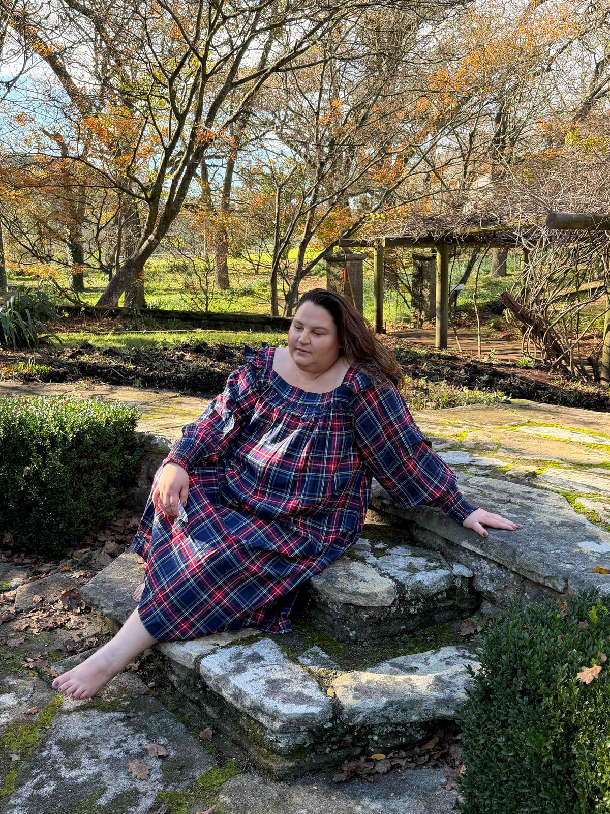 Winter Polly woven tartan nightgown - Hank & Hera sleepwear, inclusive sizes XS–4XL