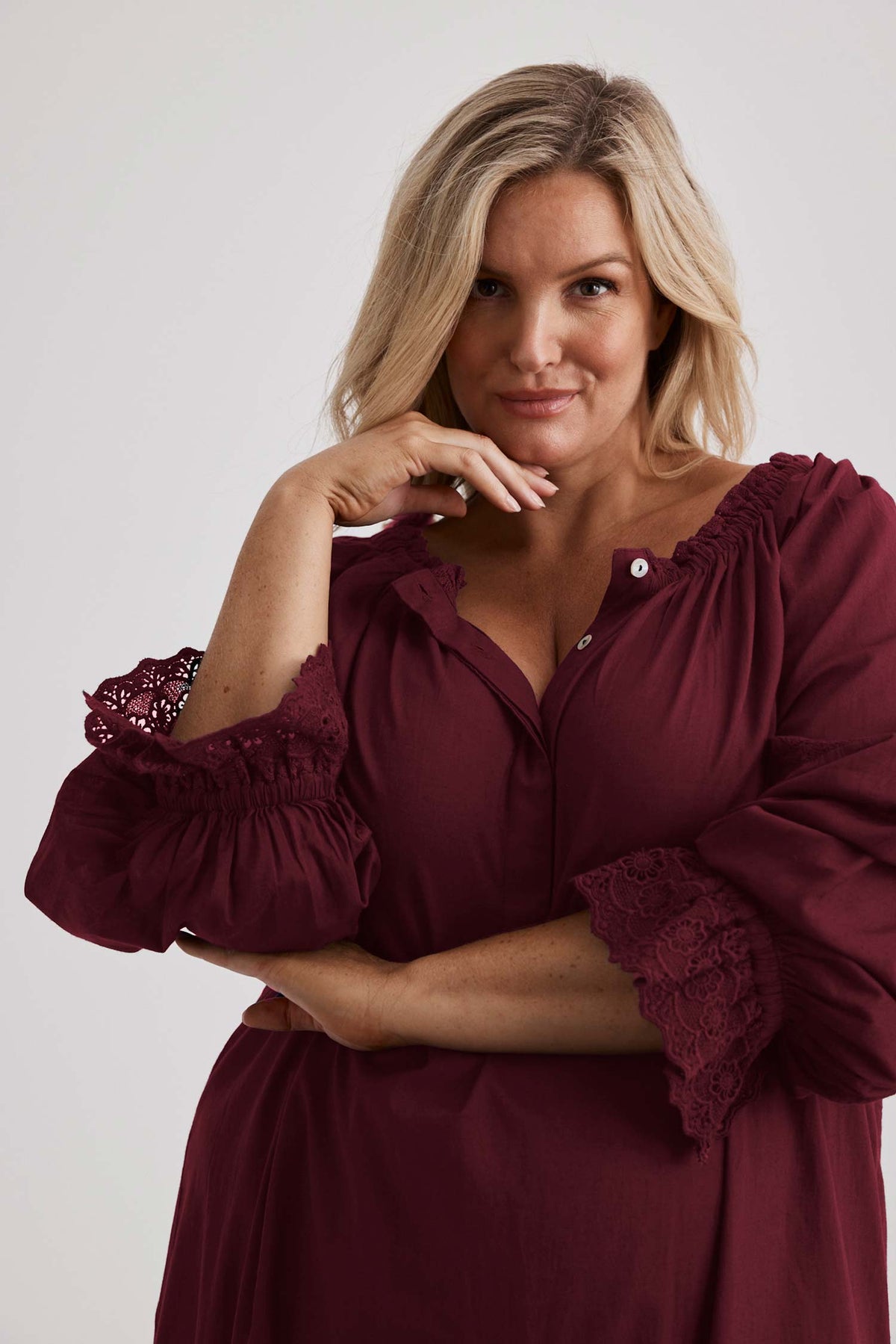 Featured image for Limited Edition Burgundy Sleepwear: Elegant Nightgowns for Every Stage