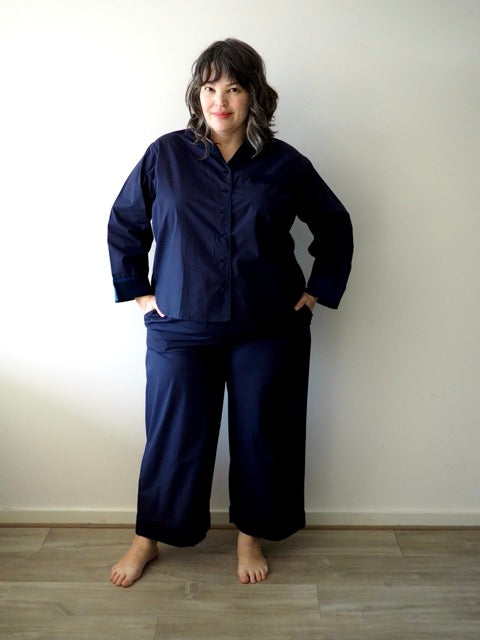 Hera navy cotton pajama pants with matching shirt