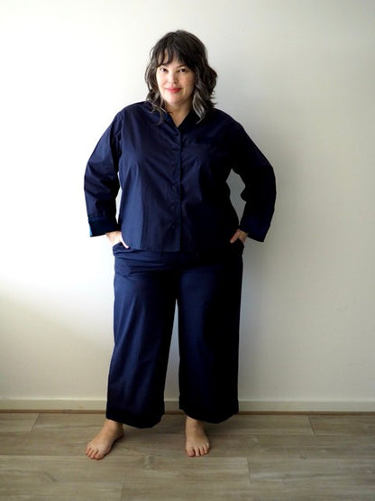 Hera navy cotton pajama pants with matching shirt