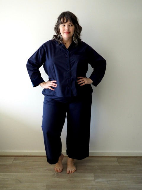 Hera navy cotton pajama shirt — product image 5