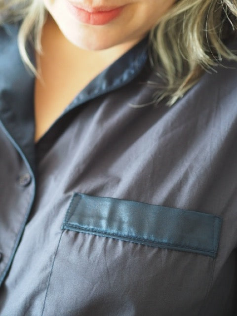 Hera navy cotton pajama shirt — product image 8