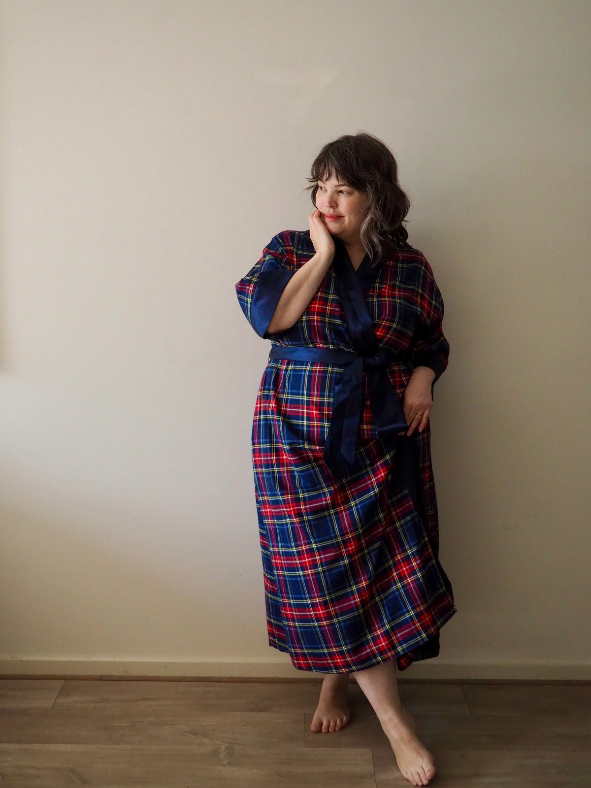 Anne Long Robe in woven tartan - Hank &amp; Hera sleepwear, inclusive sizes XS–4XL