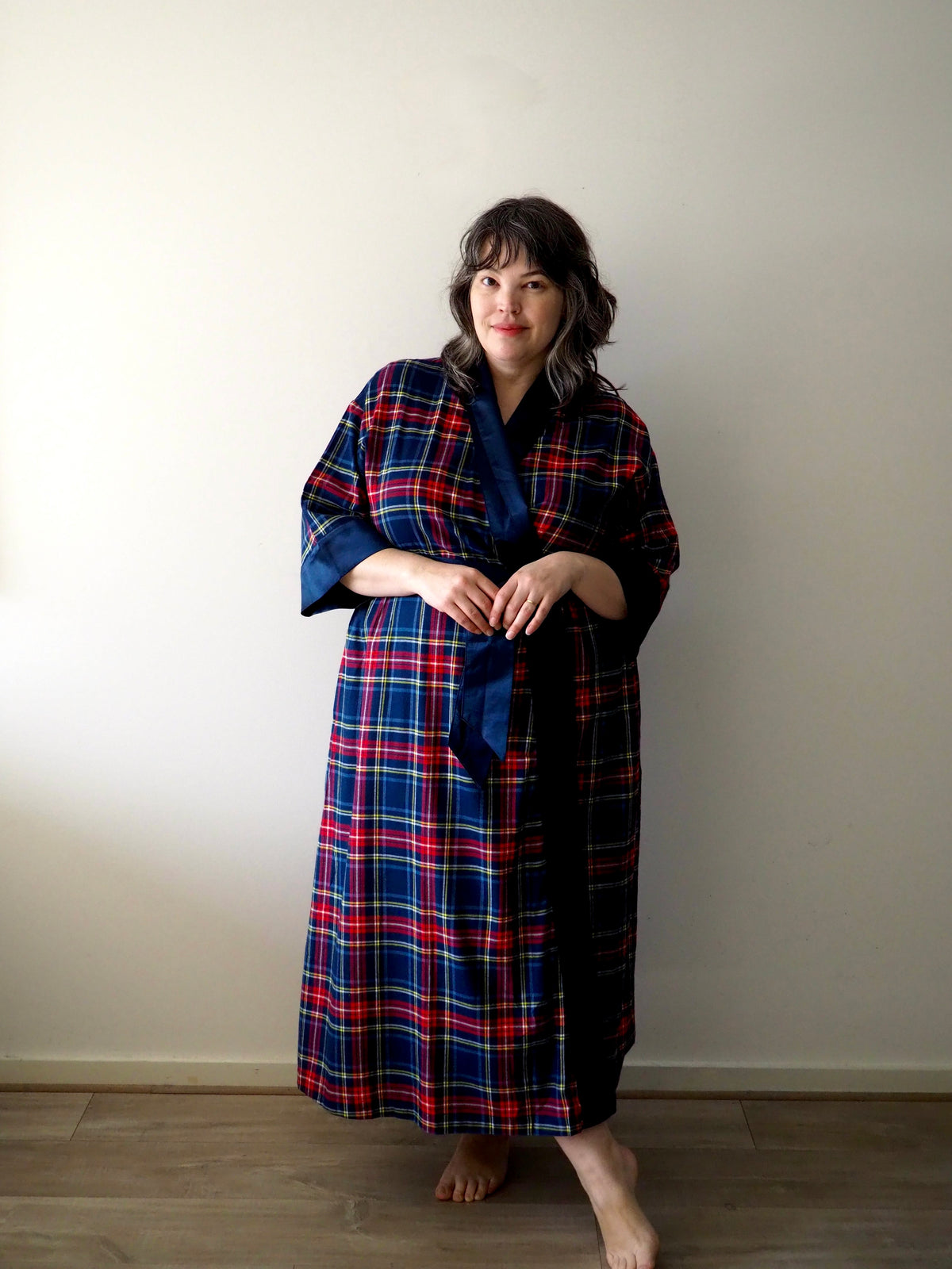 Anne Long Robe in woven tartan - Hank &amp; Hera sleepwear, inclusive sizes XS–4XL