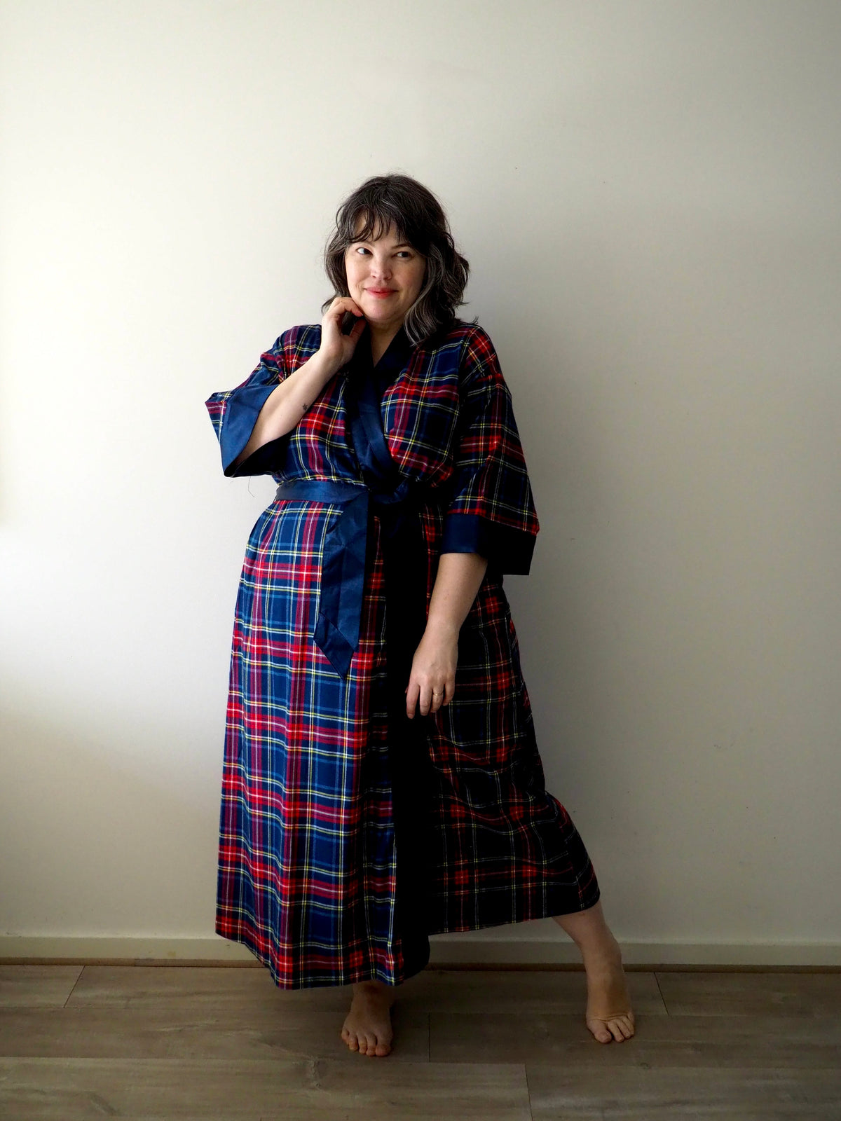 Anne Long Robe in woven tartan - Hank &amp; Hera sleepwear, inclusive sizes XS–4XL
