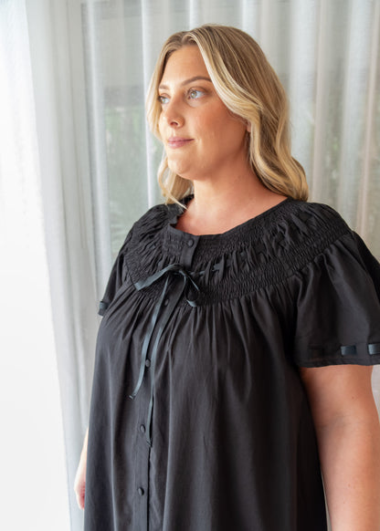 Harriet short sleeve black nightie by Hank &amp; Hera
