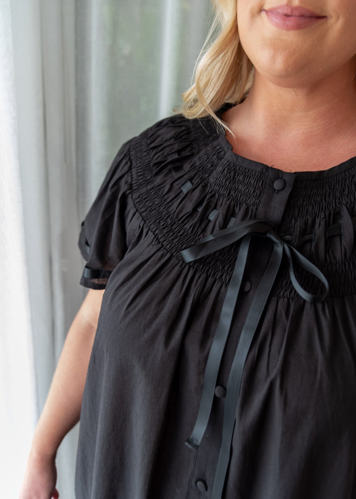 Harriet lightweight black cotton sleepwear