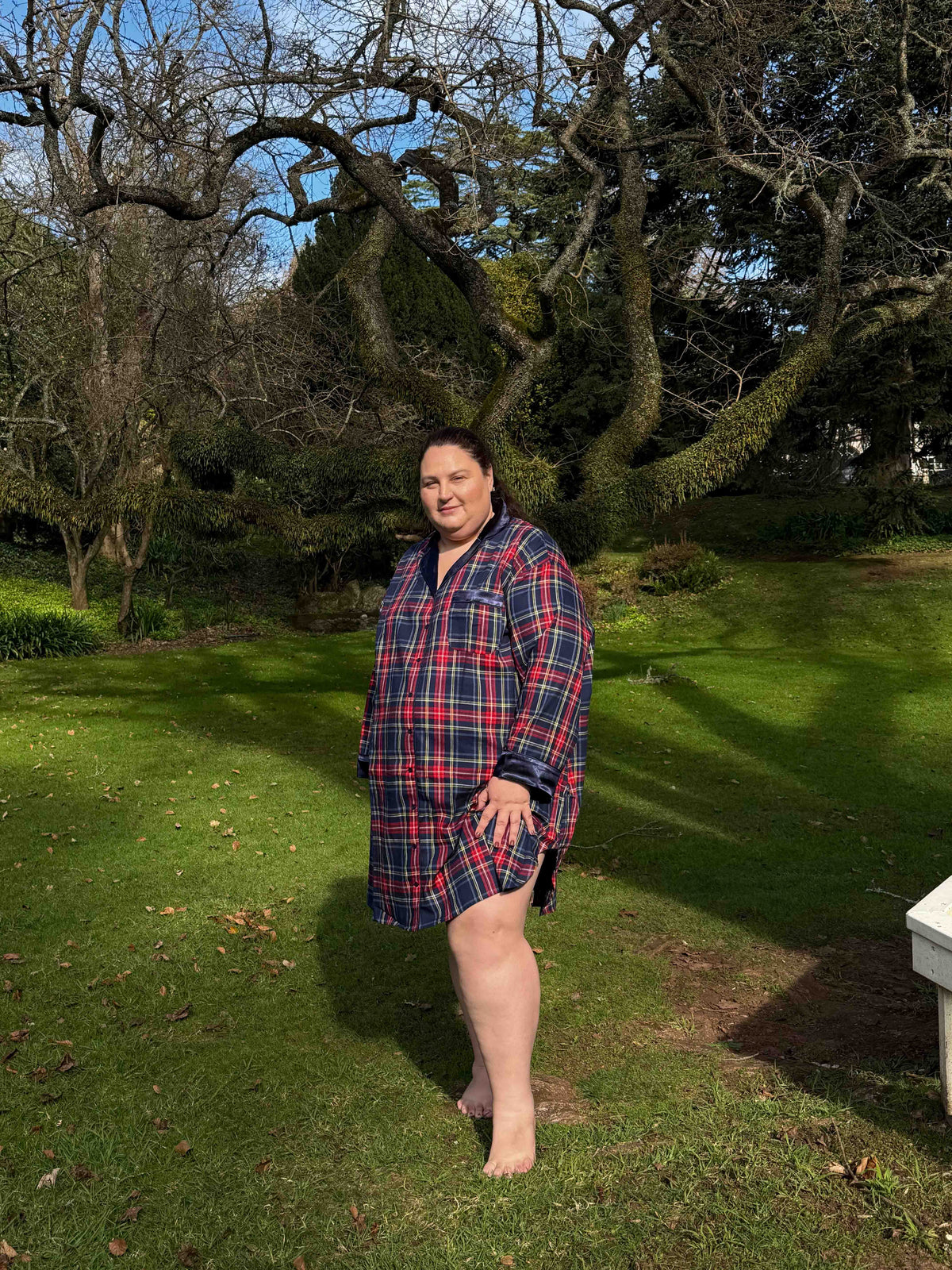 Melanie woven tartan nightgown - Hank &amp; Hera sleepwear, inclusive sizes XS–4XL